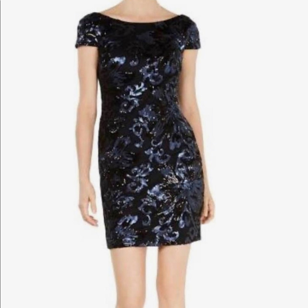 Calvin Klein sequins lace dress with low back